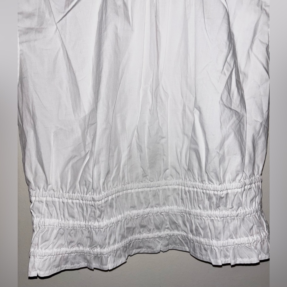 NWT J.Crew Hyacinth Top Cotton Poplin White Smocking Summer Lightweight Feminine - Picture 6 of 12